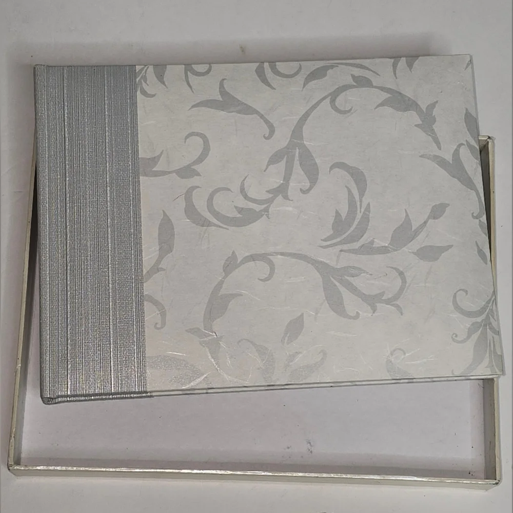 NIB C.R. Gibson White and Silver Wedding Guest Book (7.75